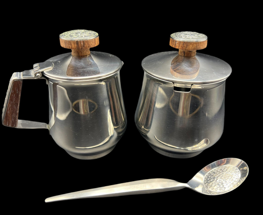 Vintage 18/10 Stainless Steel Milk & Creamer Set – Lucky Wood Japan