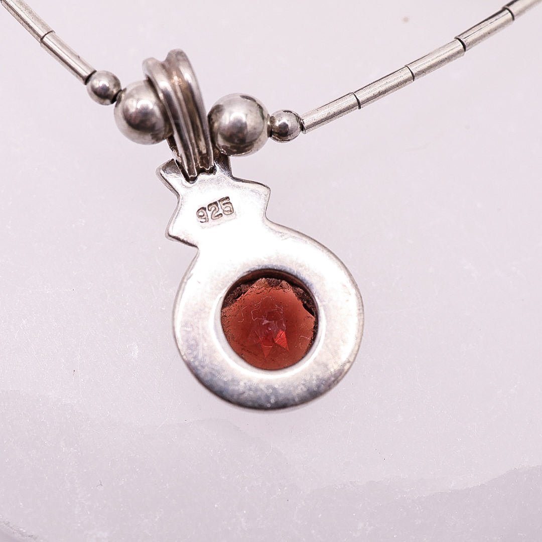 925 Sterling Silver Set with Deep Red Faceted Stones