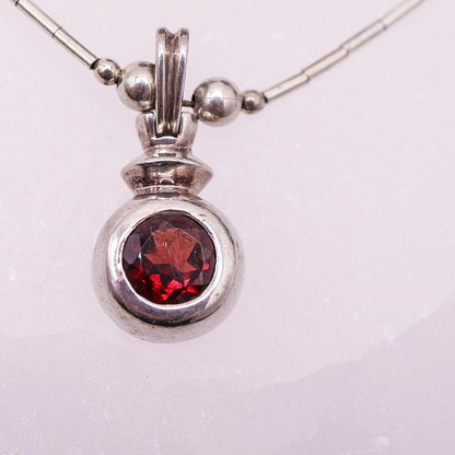 925 Sterling Silver Set with Deep Red Faceted Stones