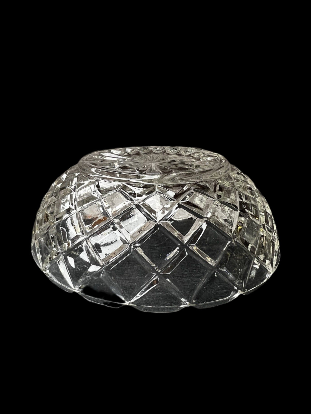 Vintage Diamond Cut Glass Bowl – Elegant Trinket Dish or Small Serving Bowl