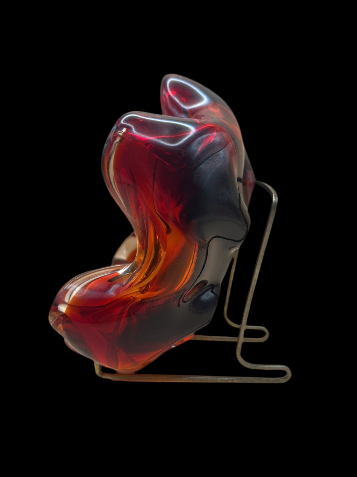 Heavy 843g Murano Art Glass Bowl – Red 6-Sided Design, Mid-Century Modern