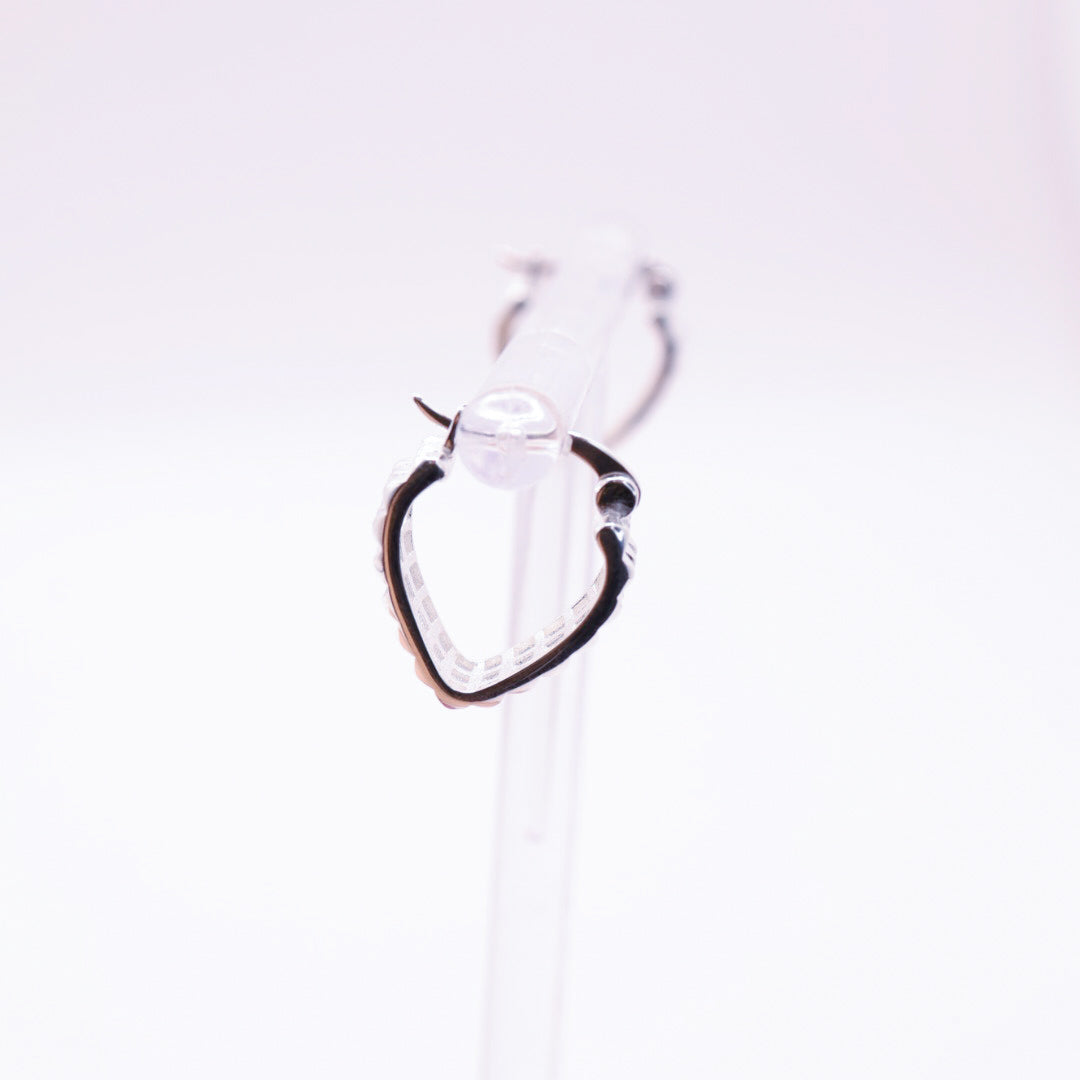 925 Silver Studded Triangle Small Latch Hoop Women’s Earrings