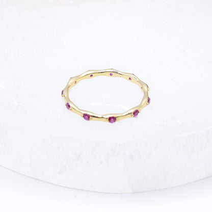 Hot Pink CZ Wavy Ring | Gold-plated .925 Sterling Silver