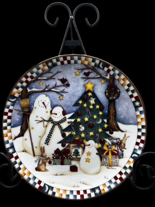 Set of 5 Vintage Debbie Mumm Christmas Plates – Franklin Mint Fine Porcelain