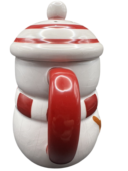 Novelty Ceramic Snowman Mug with Lid and Steam Holes