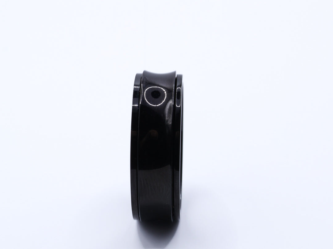 Mens black stainless steel rotating fidget ring