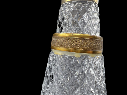 Vintage Golden Diamond-Cut Glass Claret Wine Decanter (34cm / 13.39")