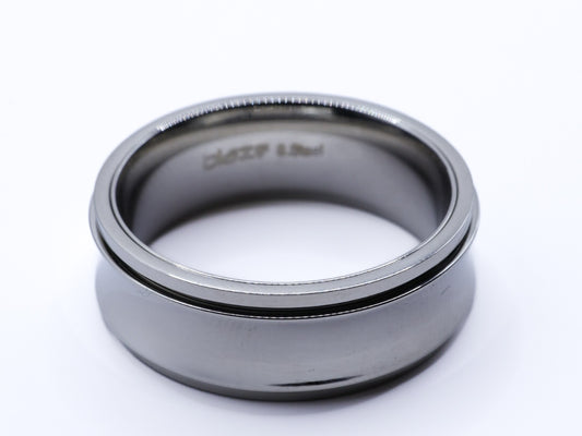 Mens silver stainless steel polished rotating fidget ring