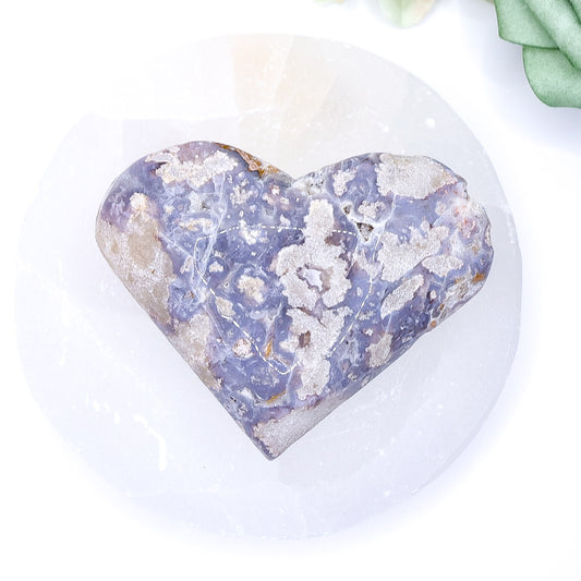 Purple Vug Agate Heart 146g Medium Size 8cm | #3
