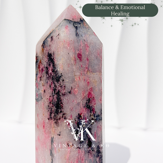 Madagascan Rhodonite with Quartz Tower | Large Size (Approx 16cm) 830-890g