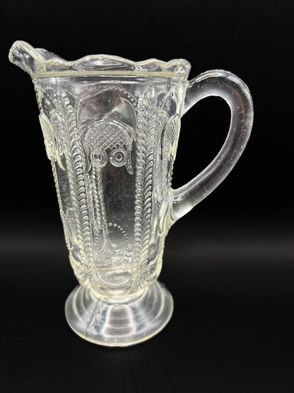 Vintage Depression Glass Owl & Feather Jug by Australian Crown Crystal - No Lid