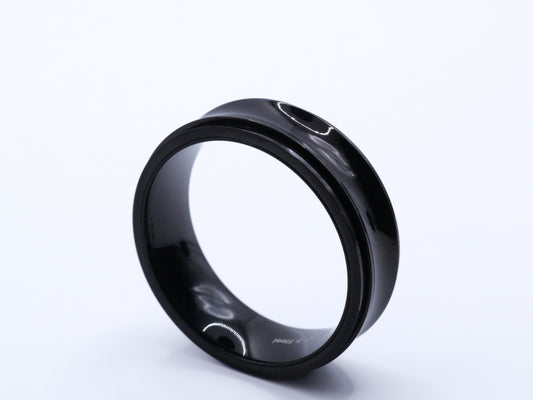 Mens Black Stainless Steel Rotating Fidget Ring