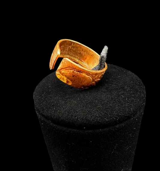 Handcrafted Copper Adjustable Ring Size 10, Vintage Rustic Jewellery Accessories