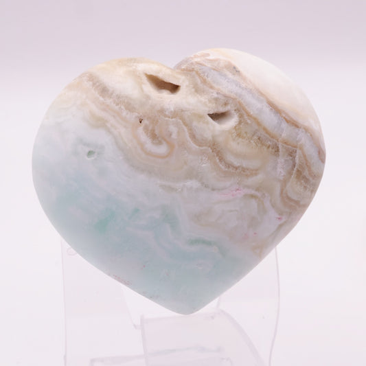 Caribbean Calcite (Aragonite) Heart 150g Medium Size 8cm | #4