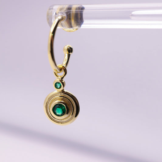 925 Sterling Silver Gold & Emerald Green Retro Stud Earrings