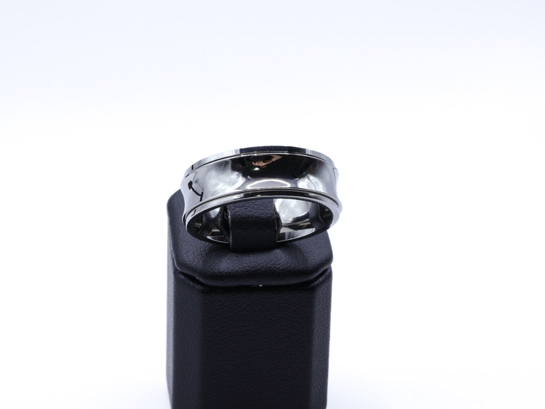 Mens silver stainless steel polished rotating fidget ring