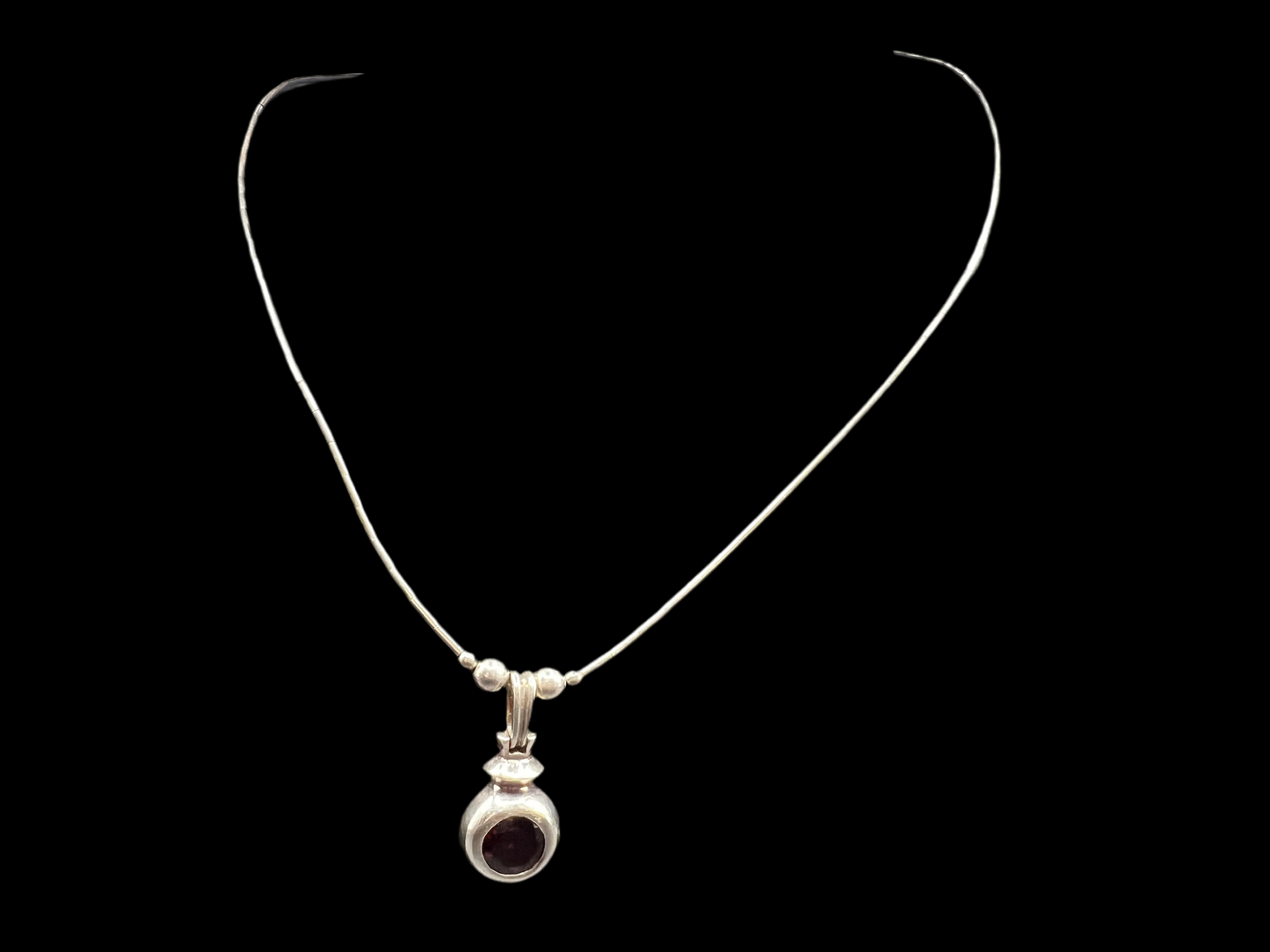 925 Sterling Silver Set with Deep Red Faceted Stones