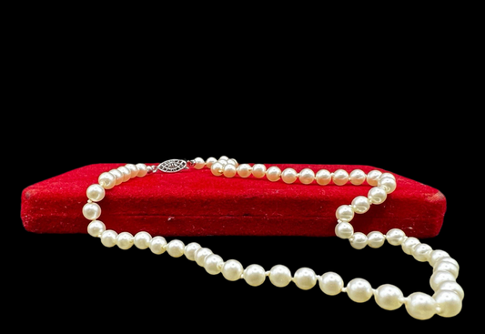 Vintage Pearls Necklace With Box,  High End Old Hollywood Costume Jewellery