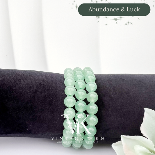 Green Aventurine 8mm Beaded Crystal Bracelet