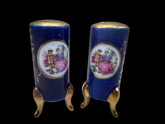 Vintage Regency Salt & Pepper Porcelain Shakers