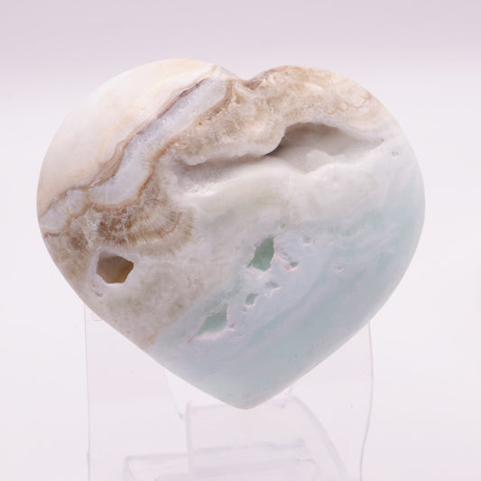 Caribbean Calcite (Aragonite) Heart 150g Medium Size 8cm | #4
