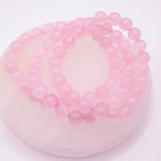 Rose Quartz 8mm Beaded Crystal Bracelet