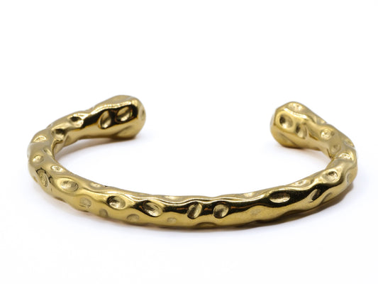 18k Gold-plated Hammered Stainless Steel Cuff Bangle