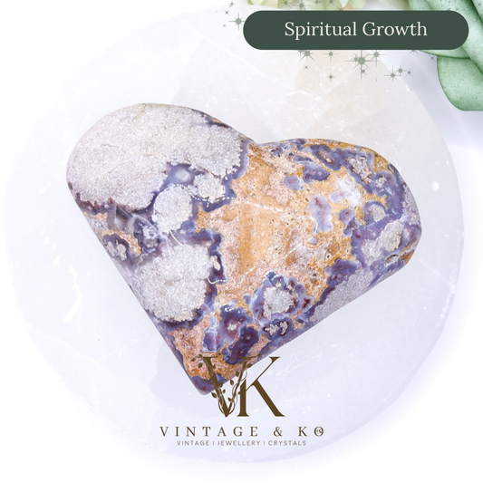 Purple Vug Agate Heart 144g Medium Size 8cm | #4