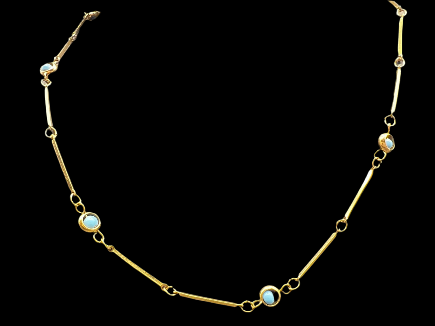 10ct Plated Gold Necklace with Blue Stones, Retro Style Wedding Accessories