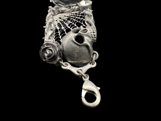 Victorian Gothic Watch – Alchemy Pewter with Skulls, Roses & Crystals