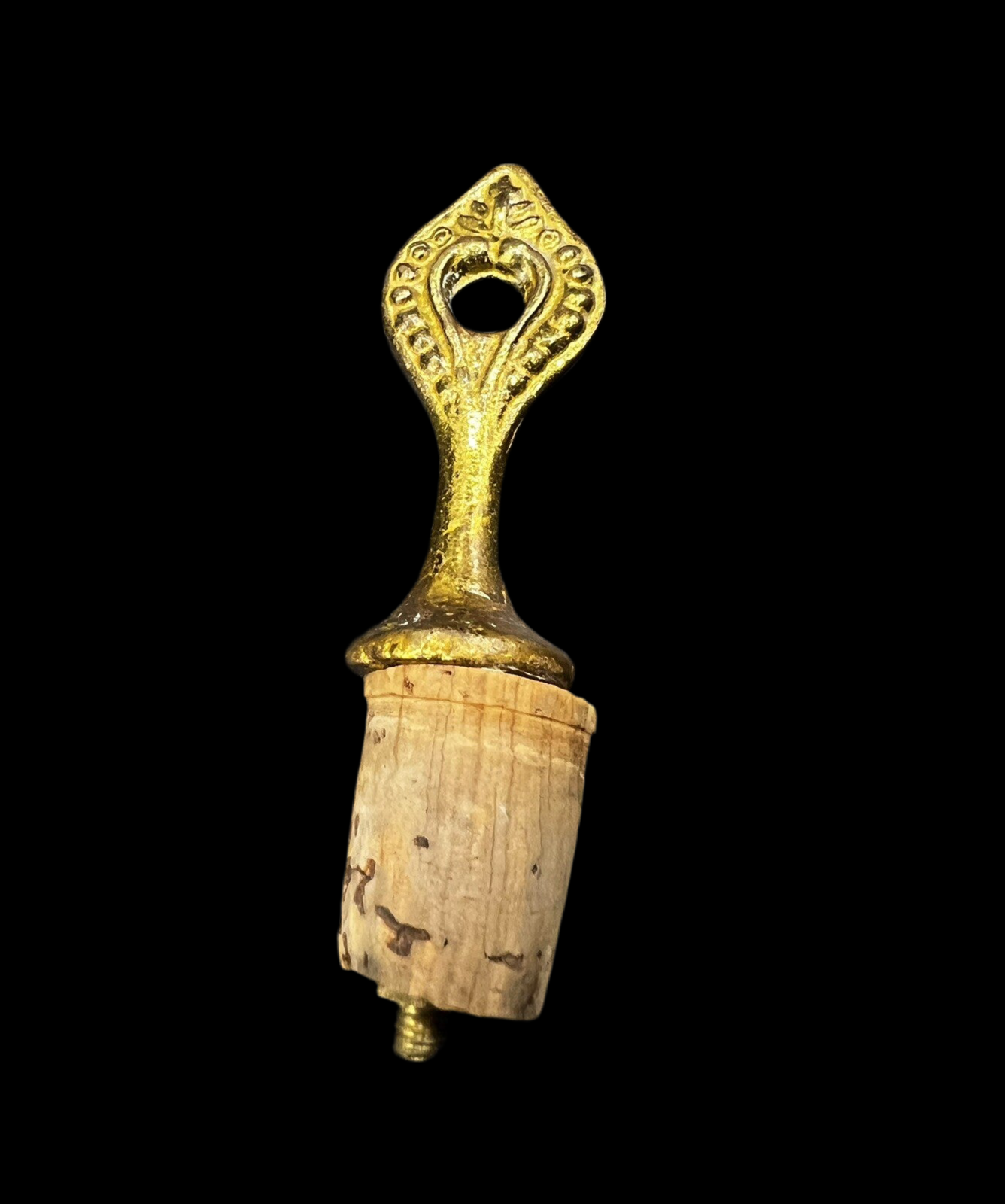 Vintage Golden Diamond-Cut Glass Claret Wine Decanter (34cm / 13.39")