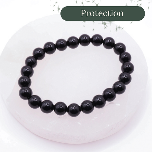Obsidian 8mm Polished Beaded Stretch Crystal Bracelet