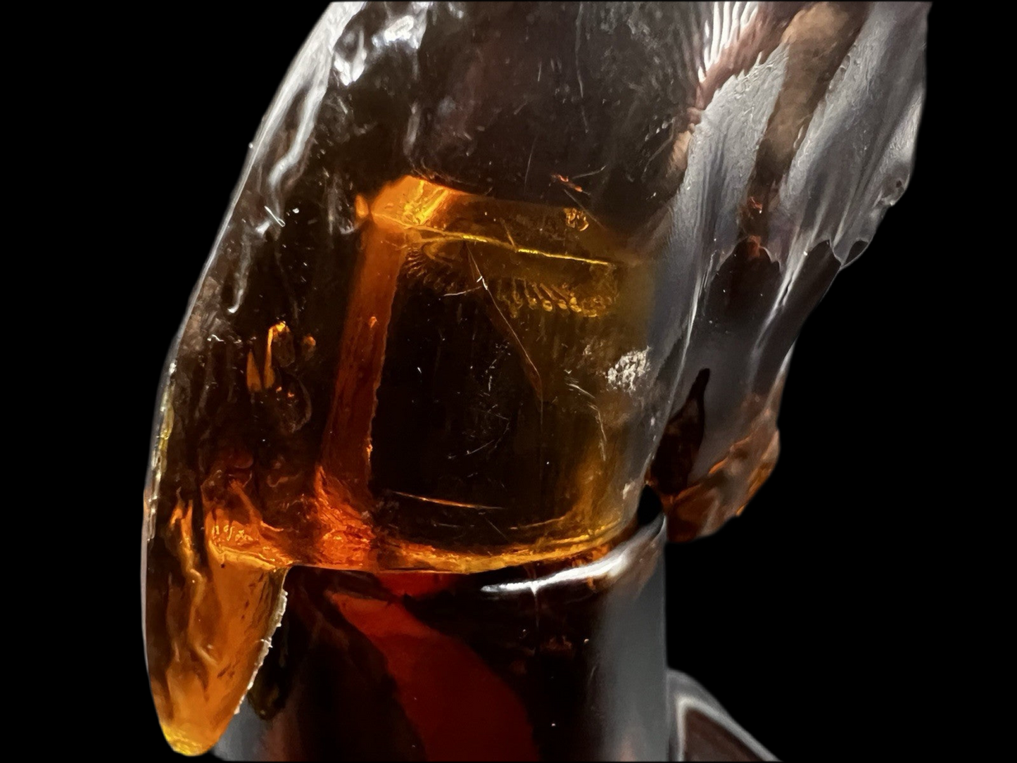 Vintage 1970s Avon Topaze Horse Cologne Bottle Amber Glass Figurine - Empty