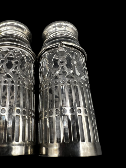 Vintage Japanese Glass and Metal Salt & Pepper Shakers