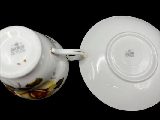 Duchess Bone China Tea Cup and Saucer 50th Anniversary Set with Yellow Roses
