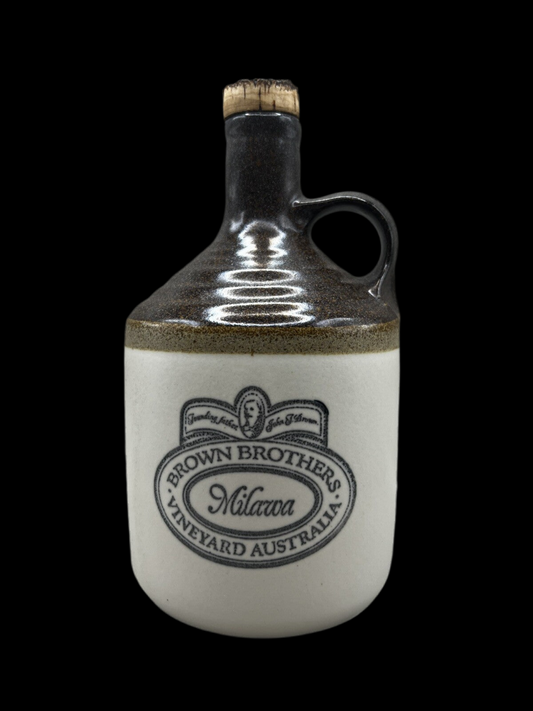 Vintage Brown Brothers Milawa Vineyard Pottery Decanter - Empty, with Cork