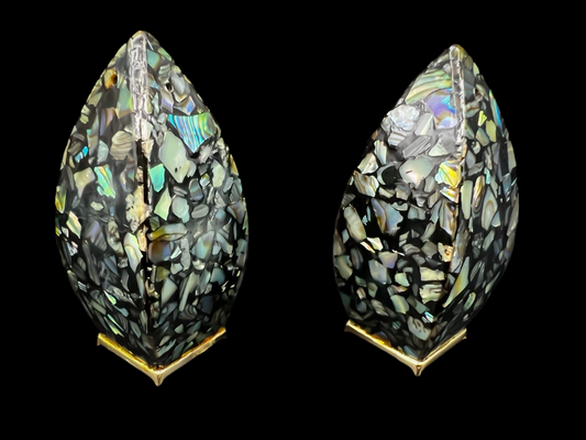 Vintage 1970s New Zealand Paua Shell Salt & Pepper Shakers