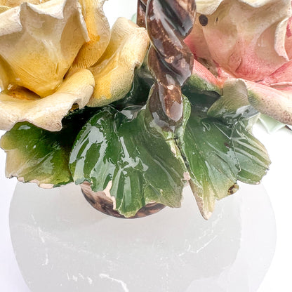 Ceramic Capodimonte-Style Rose Basket