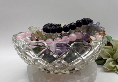 Vintage Diamond Cut Glass Trinket Bowl
