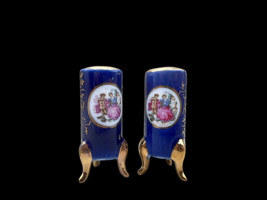 Vintage Regency Salt & Pepper Porcelain Shakers