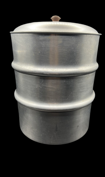 Vintage Sunray 3-Tier Aluminum Cake, Biscuit, and Pastry Storage Tins