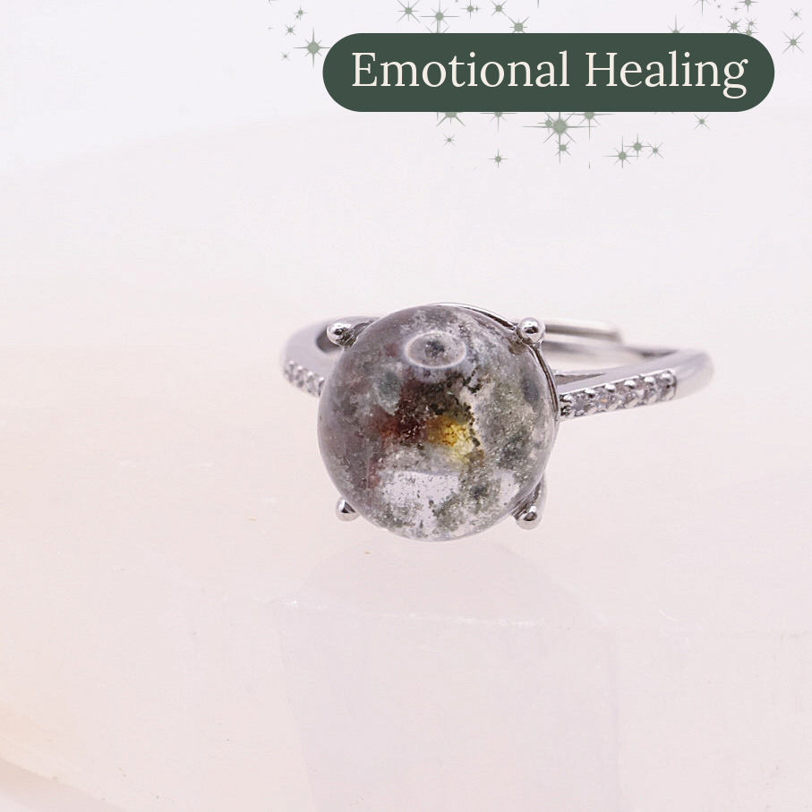 Garden Quartz Adjustable Ring ~ Green, Auburn & Orange | #2