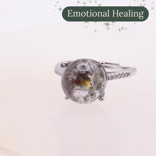Garden Quartz Adjustable Ring ~ Green, Auburn & Orange | #2
