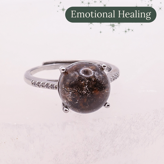 Garden Quartz Adjustable Ring ~ Dark Brown, Orange & Yellow | #7