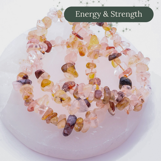 Fire Quartz Crystal Chip Bracelet