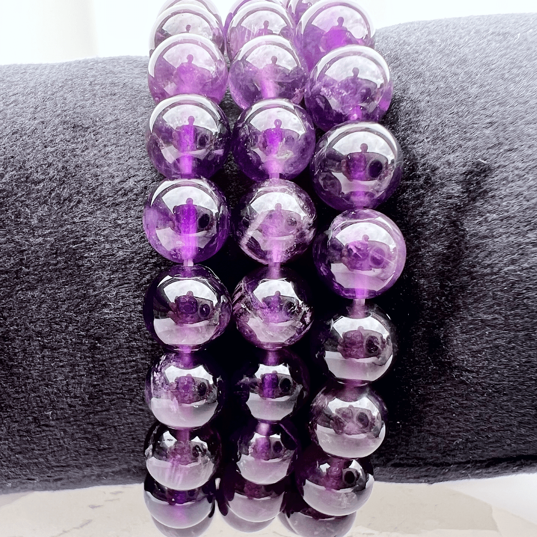 A Grade Amethyst 8mm Beaded Crystal Bracelet