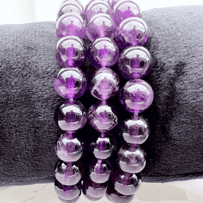 A Grade Amethyst 8mm Beaded Crystal Bracelet