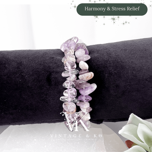 A Grade Amethyst Crystal Chip Bracelet