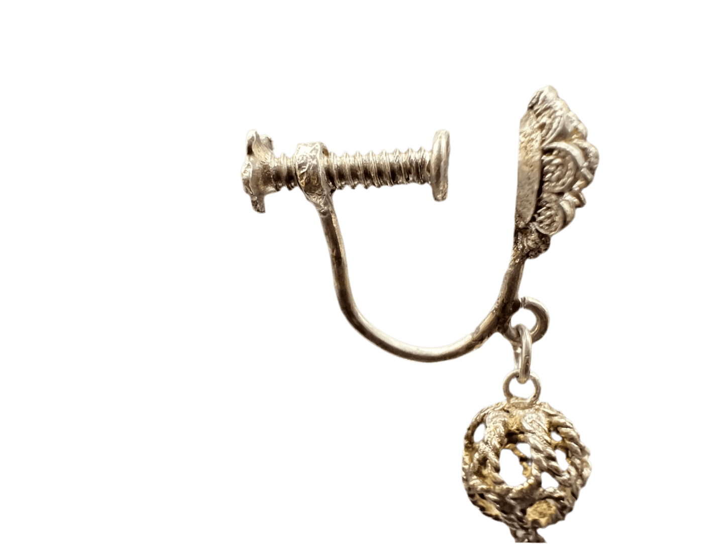 Art Deco Style Red Screw Back Drop Earrings