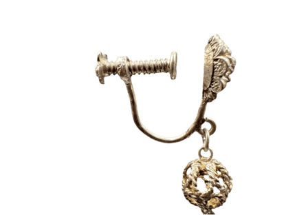 Art Deco Style Red Screw Back Drop Earrings